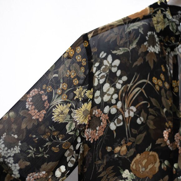 Robert Rodriguez Floral Tired Ruffle Silk Dress S Black Sheer Boho Whimsygoth - Picture 6 of 12